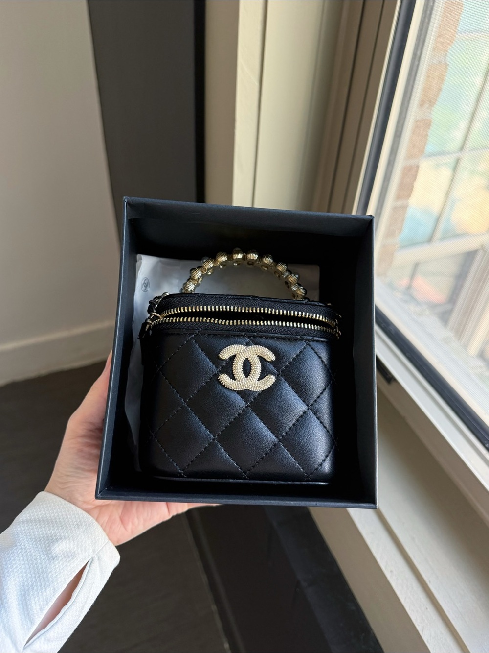 Chanel Beauty Quilted Enamel Mini Vanity Case Chain Bag GWP